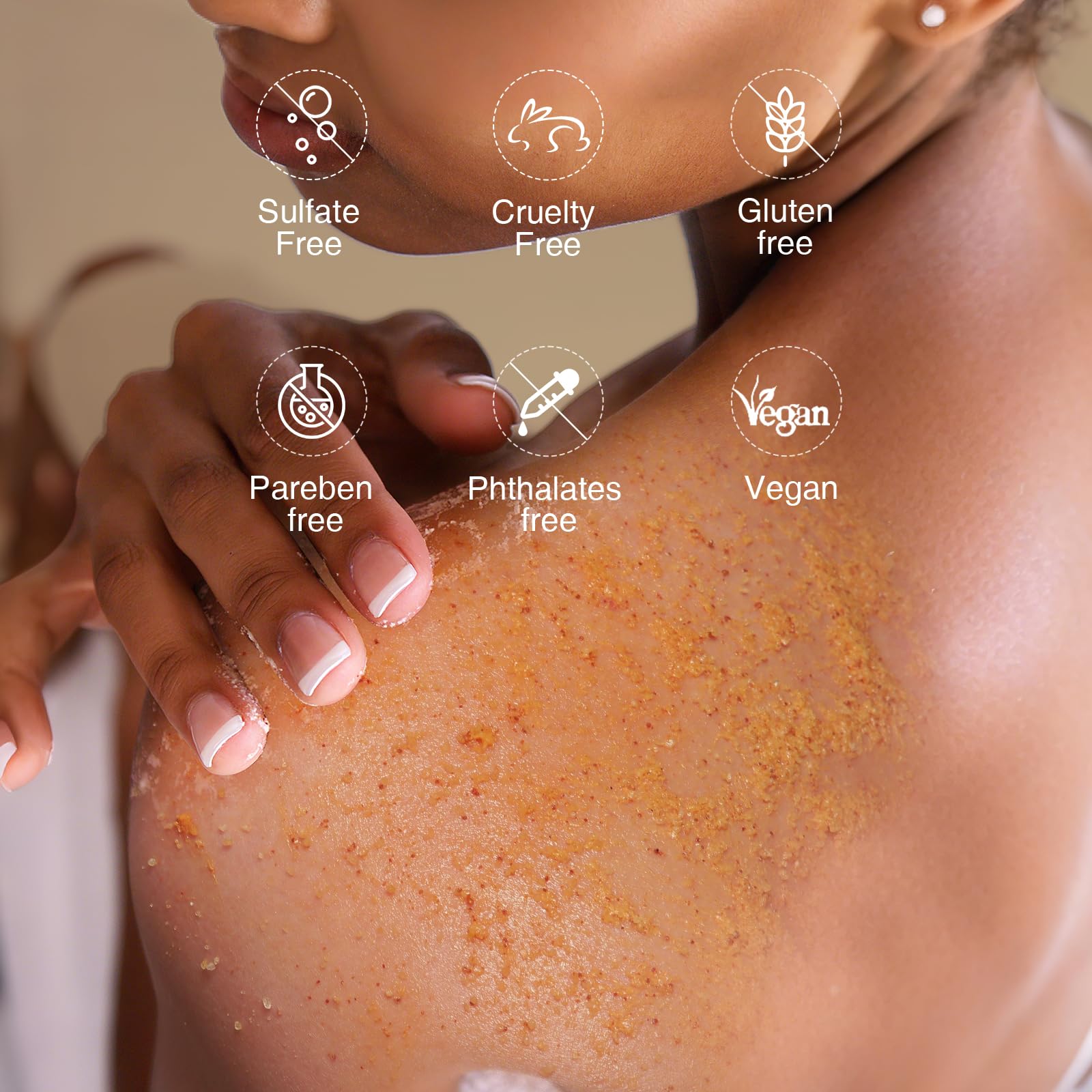 MOSRROU Turmeric Scrub compact-jar shows travel-friendly packaging for on-the-go care.