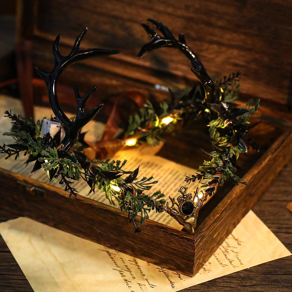 MOSTORY Light Up Elf Crown woodland princess aesthetic ideal for fantasy photoshoots and events.