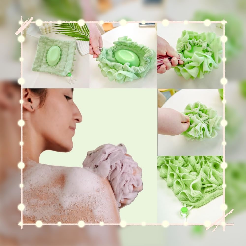 MOSYFEIBI free loofah dish towel adds bath-time convenience.