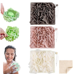 MOSYFEIBI washcloth-loofah 2in1 shows soap-holding design for convenient cleansing.