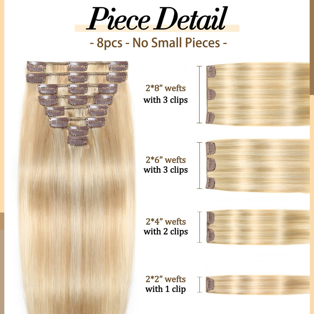 MOTFIN double-weft clip-in extensions delivering durable, low-shedding volume