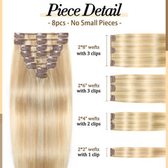 MOTFIN double-weft clip-in extensions delivering durable, low-shedding volume