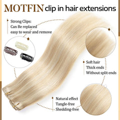 MOTFIN Remy clip-in close-up with silicone clips for gentle hold