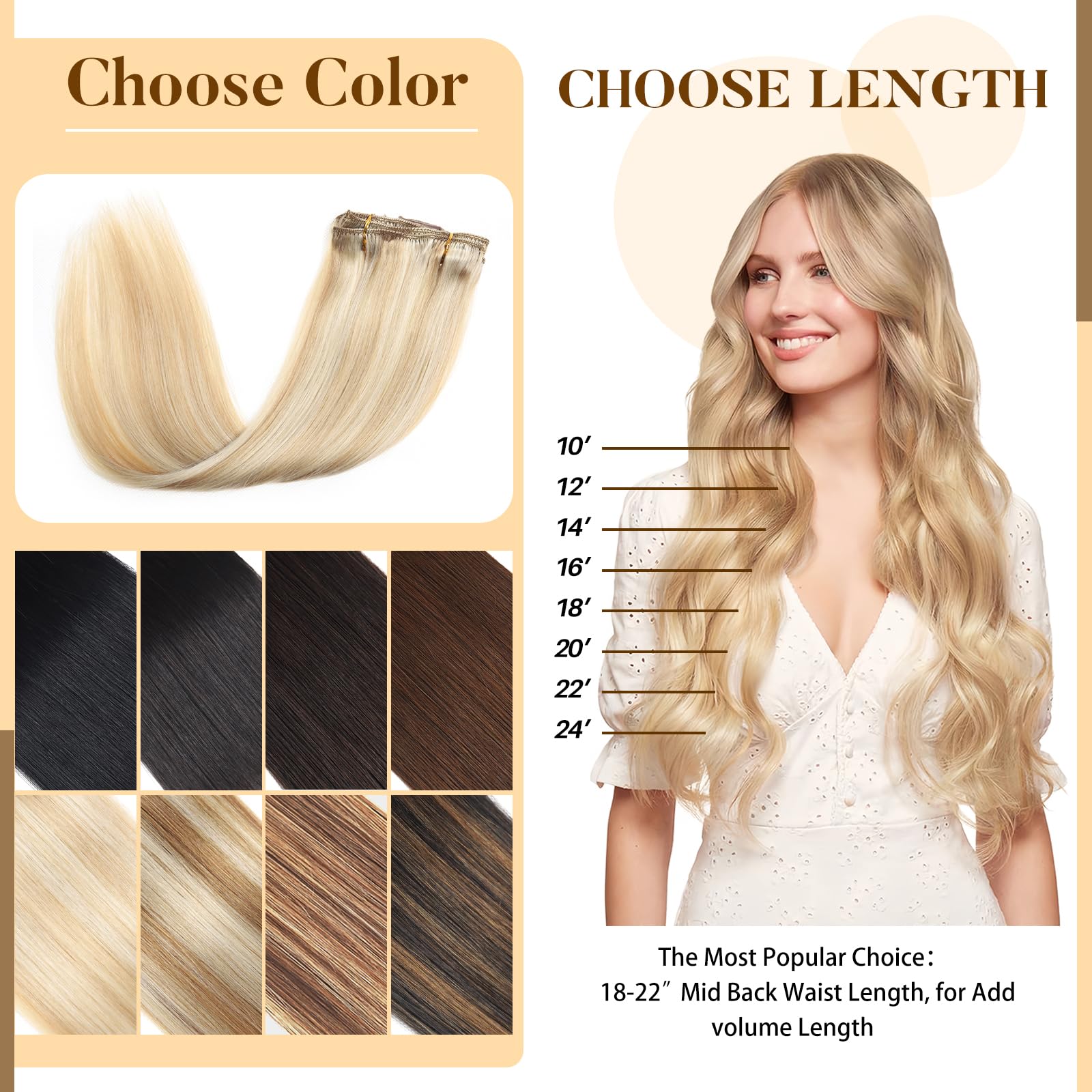 MOTFIN soft, shiny Remy hair clip-ins for everyday wear