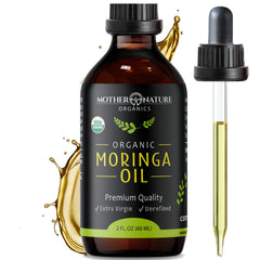 Mother Nature Organics Moringa Oil bottle for daily skincare hydration
