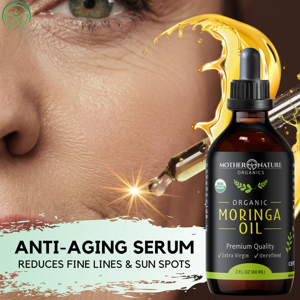 Mother Nature Organics Moringa Oil pour showing easy application