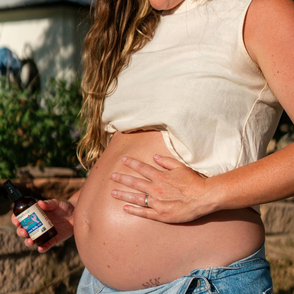 Ingredients of Motherlove Pregnant Belly Oil including marshmallow root and lavender for soothing use