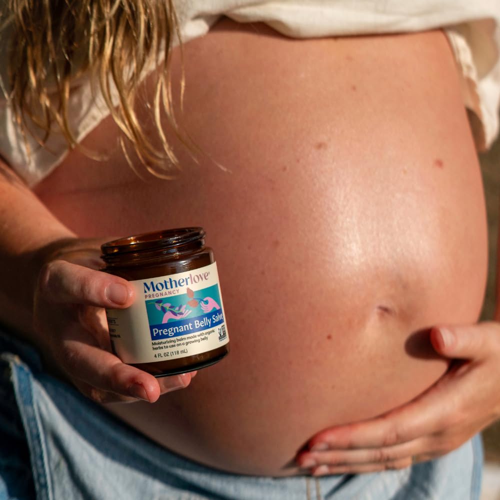 Motherlove Pregnant Belly Salve applied on breasts supports gentle moisture and comfort