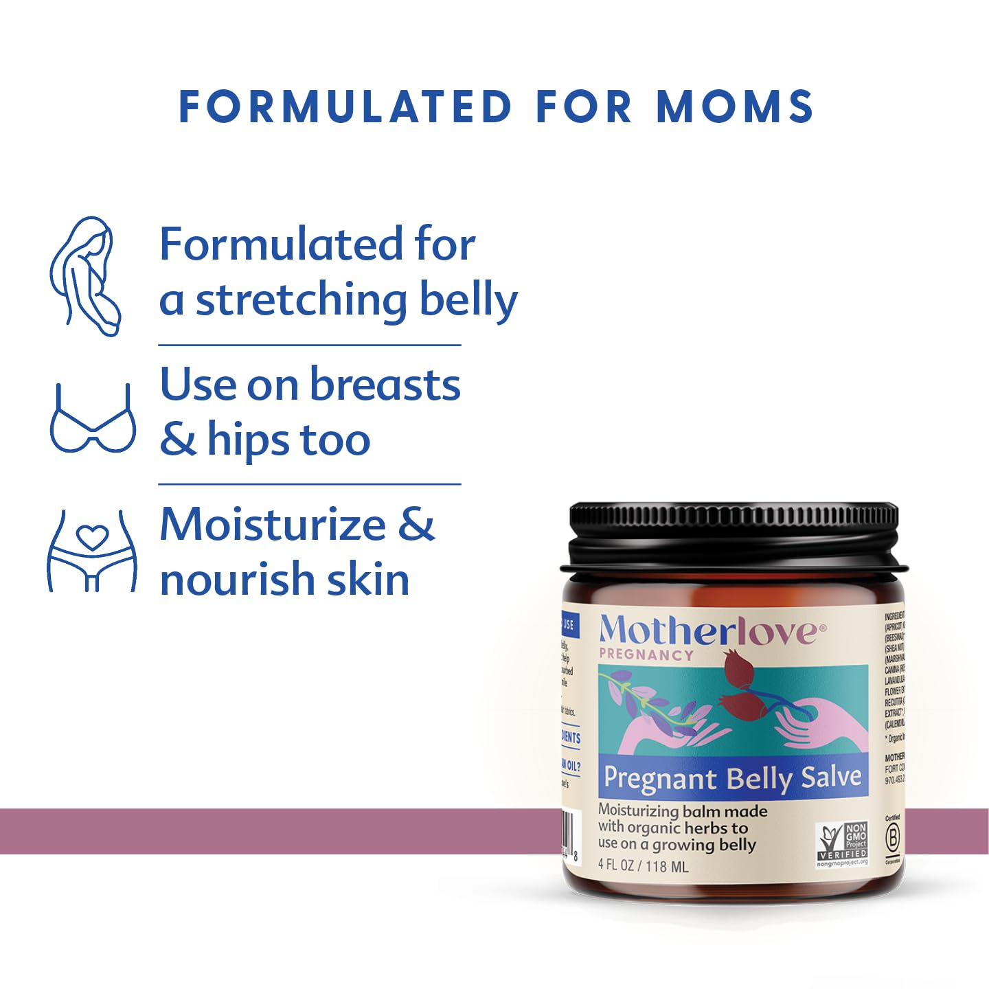 Motherlove belly salve texture demonstrates light absorption with minimal residue