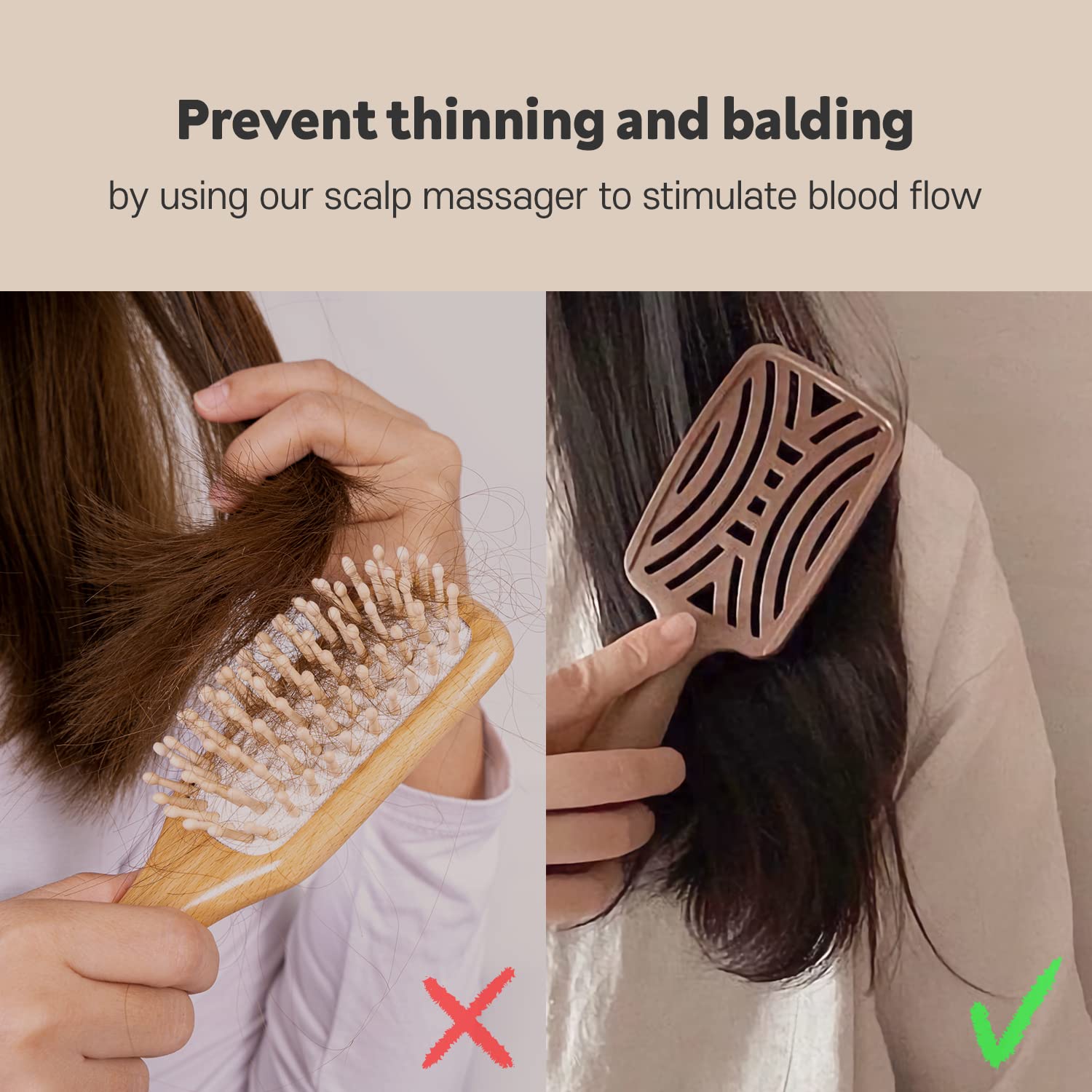 Mother's Corn Yao Boar Bristle Brush smooths hair while detangling long hair.