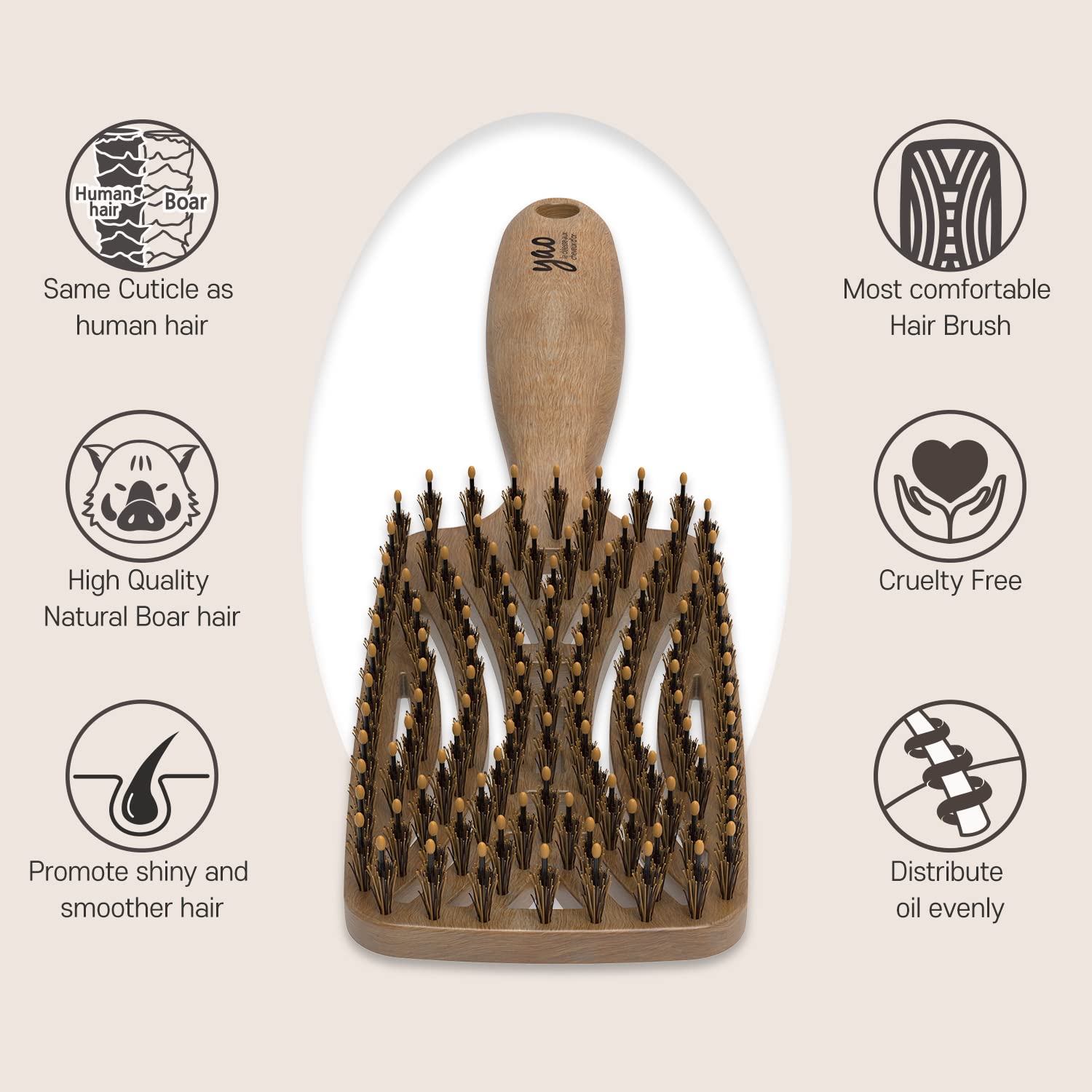 Mother's Corn Yao Boar Bristle Brush promotes even oil distribution for textured hair.