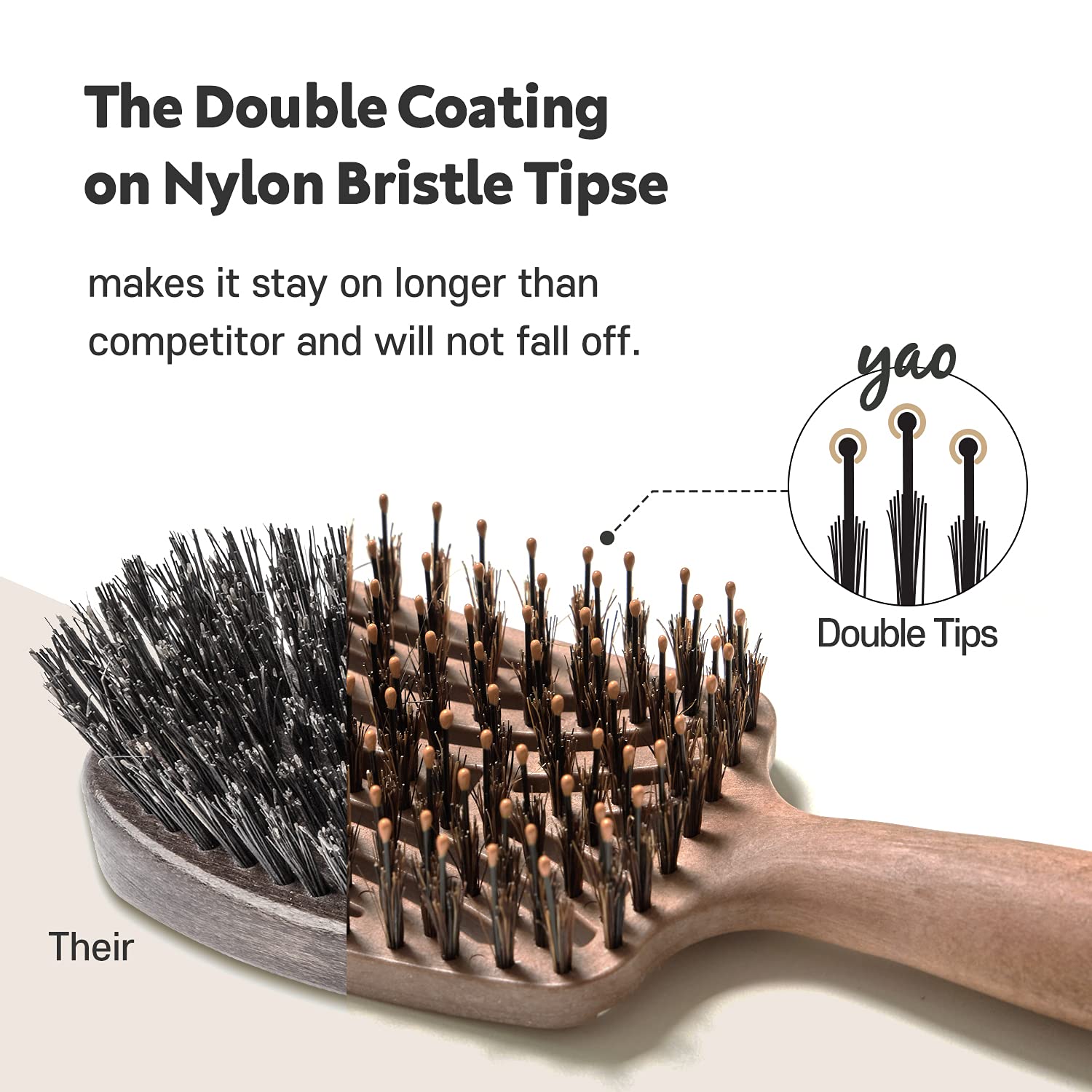 Mother's Corn Yao Boar Bristle Brush scalp massage as you brush to encourage circulation.