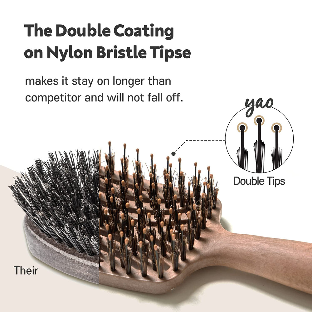 Mother's Corn Yao Boar Bristle Brush scalp massage as you brush to encourage circulation.
