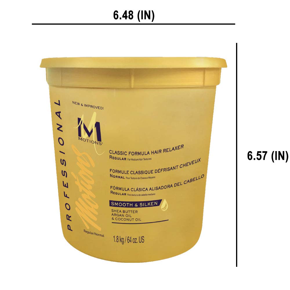 Motions Motons Regular Hair Relaxer packaging highlights the no-base formulation.