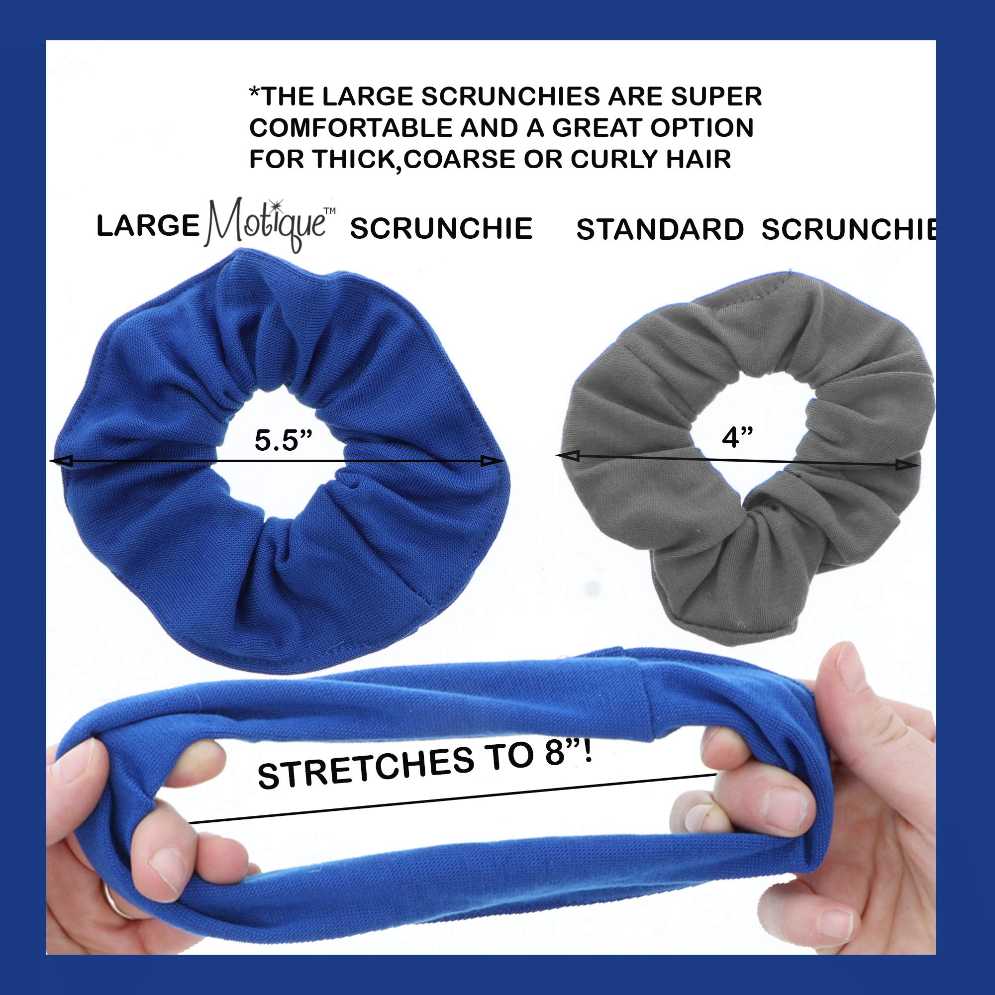 Motique Accessories soft fabric scrunchie close-up highlights comfortable texture and durable inner band