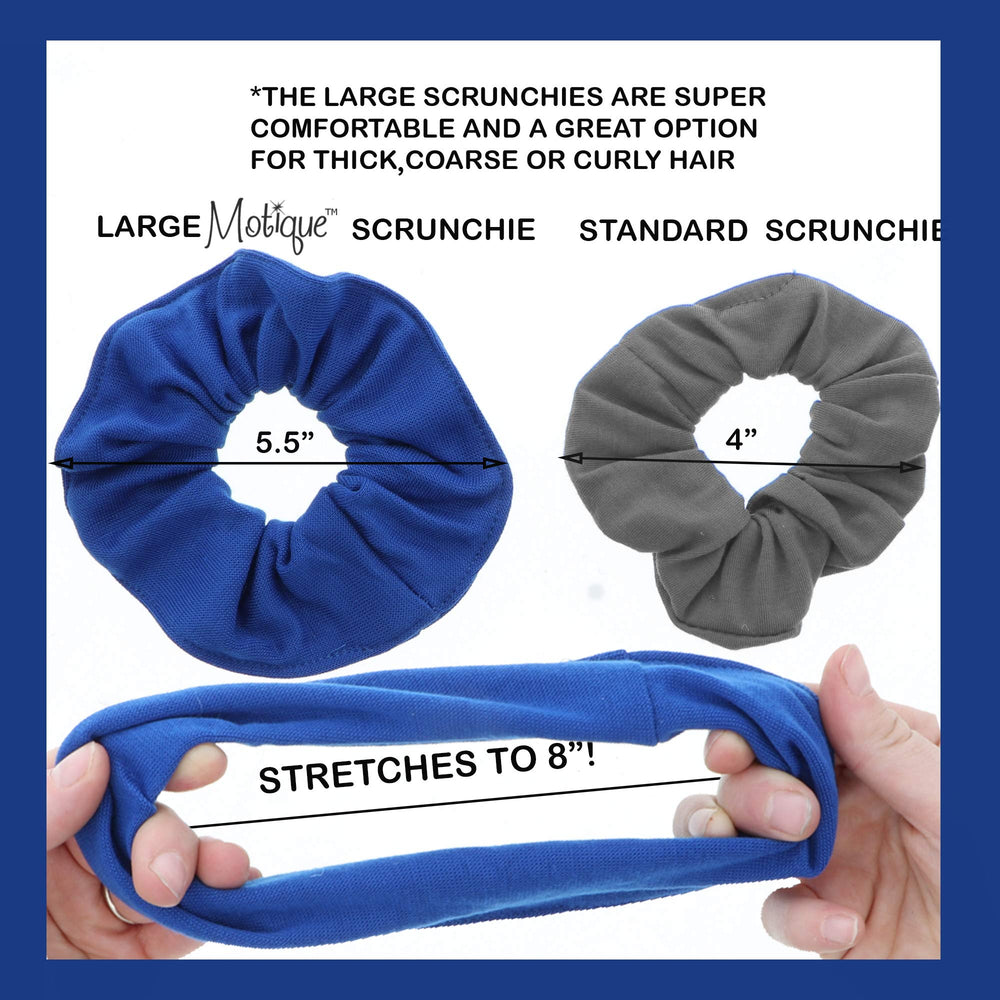 Motique Accessories soft fabric scrunchie close-up highlights comfortable texture and durable inner band