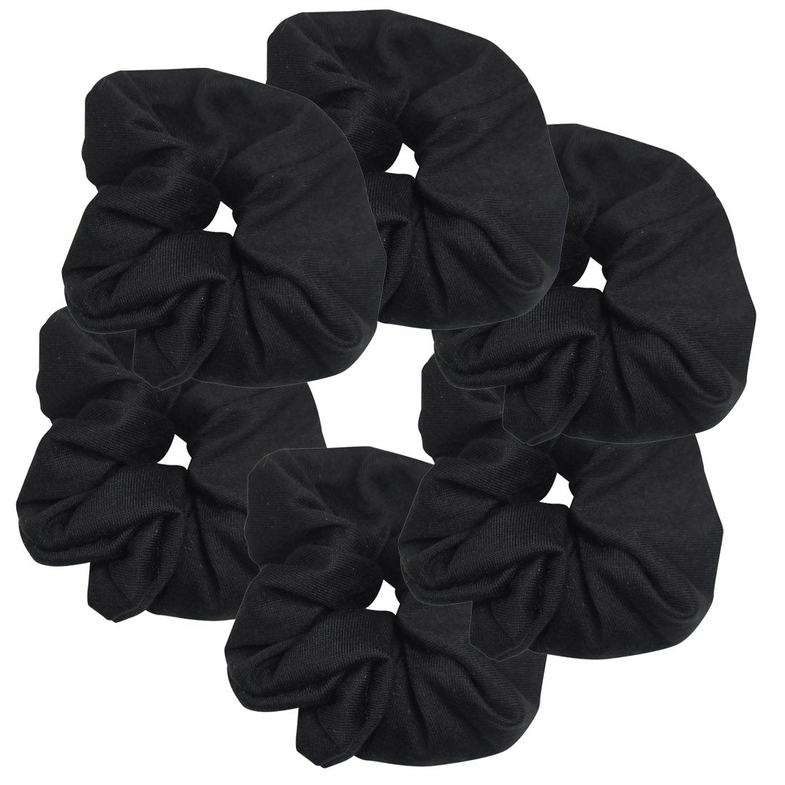 Motique Accessories 6-pack large solid scrunchies in black pack offer secure daily hold