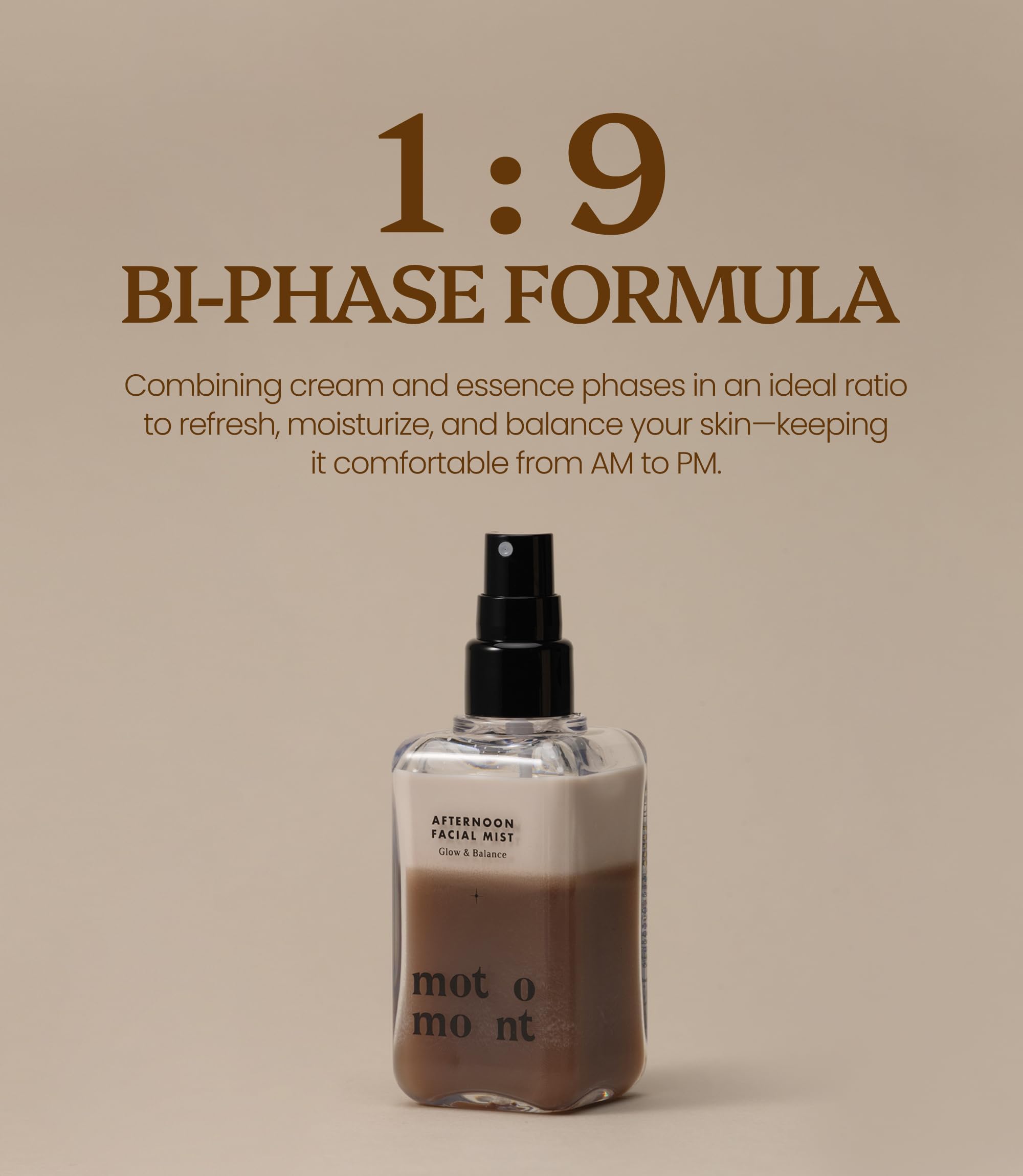 Motomont Milk Tea Mist applying on skin using a puff for seamless blend.