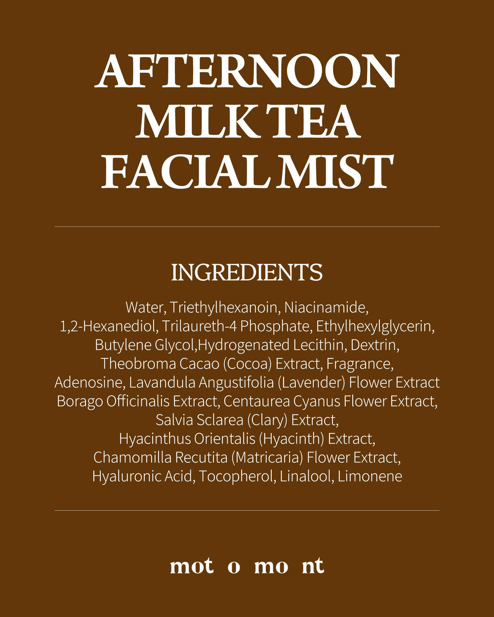 Motomont Milk Tea Dewy Skin Mist product shot highlighting dewy glow.