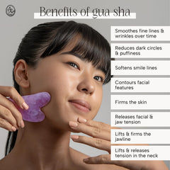 Mount Lai Amethyst Gua Sha along jawline for tension relief and defined edges