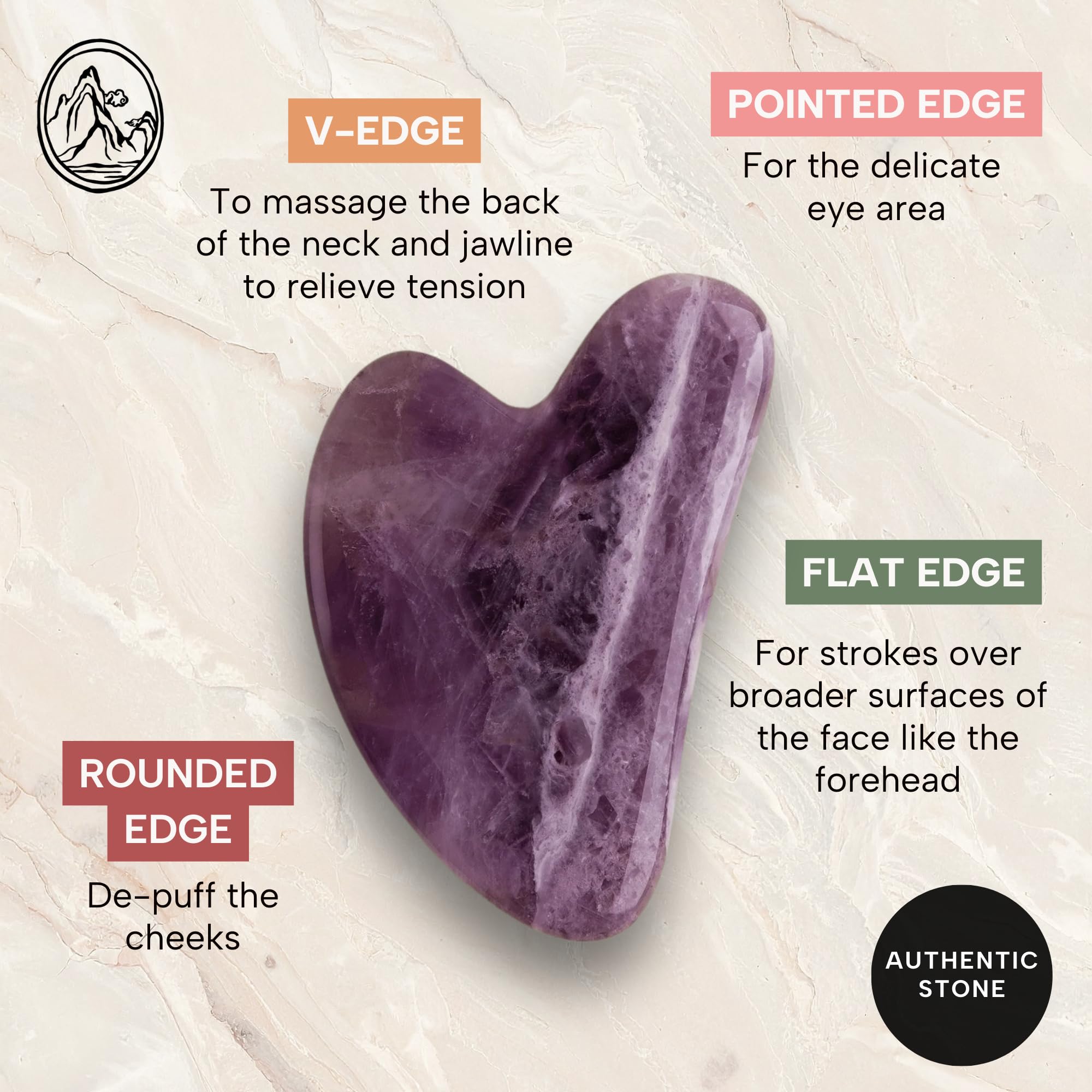 Mount Lai Amethyst Gua Sha under-eye area for puffiness reduction potential