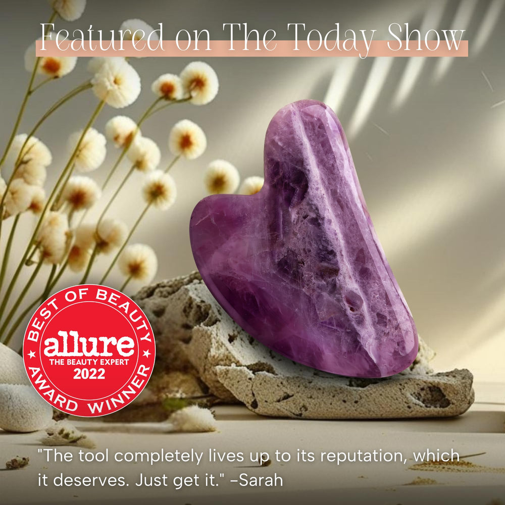 Mount Lai Amethyst Gua Sha with serum for smooth glide and hydration