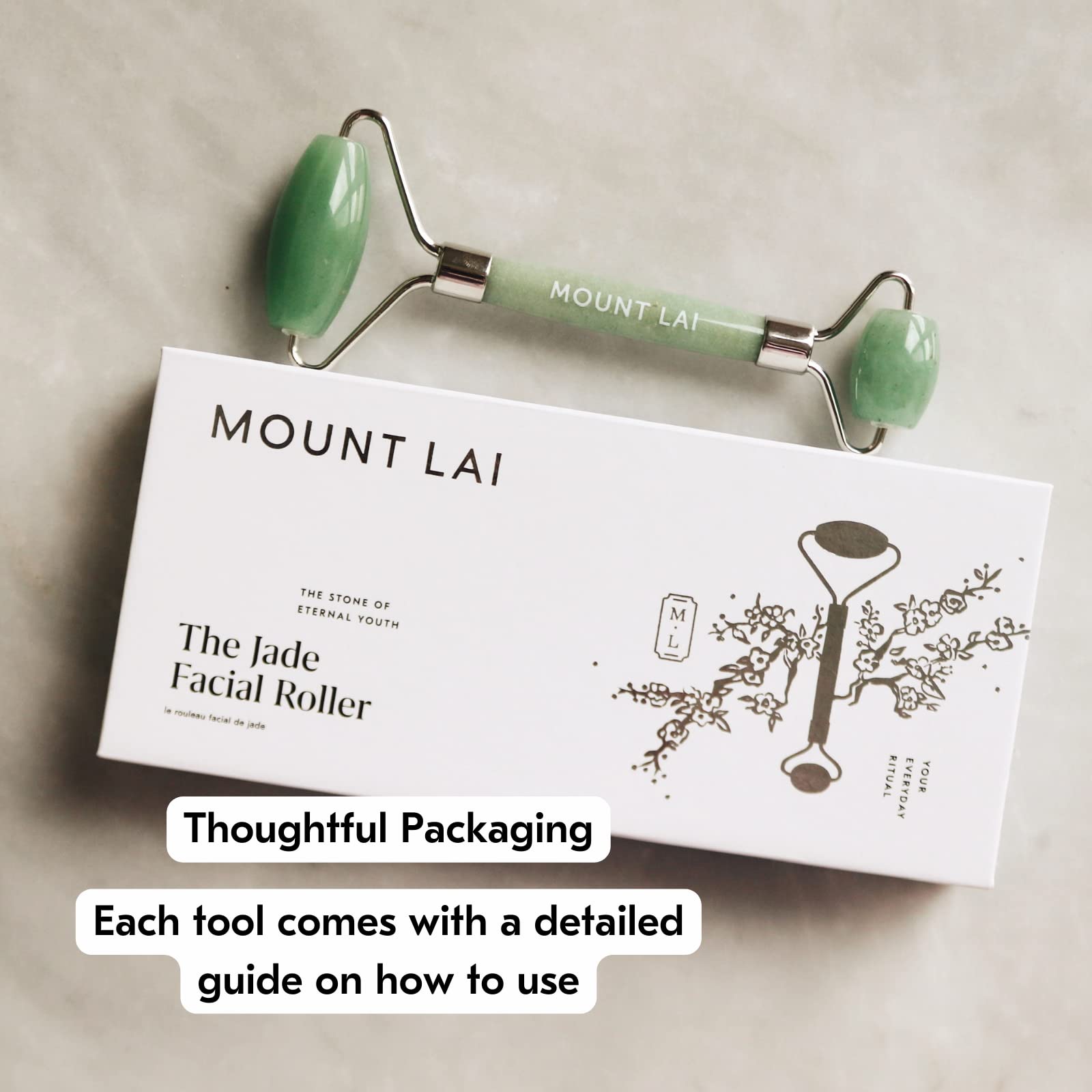Mount Lai jade face roller in a massage session for tension relief