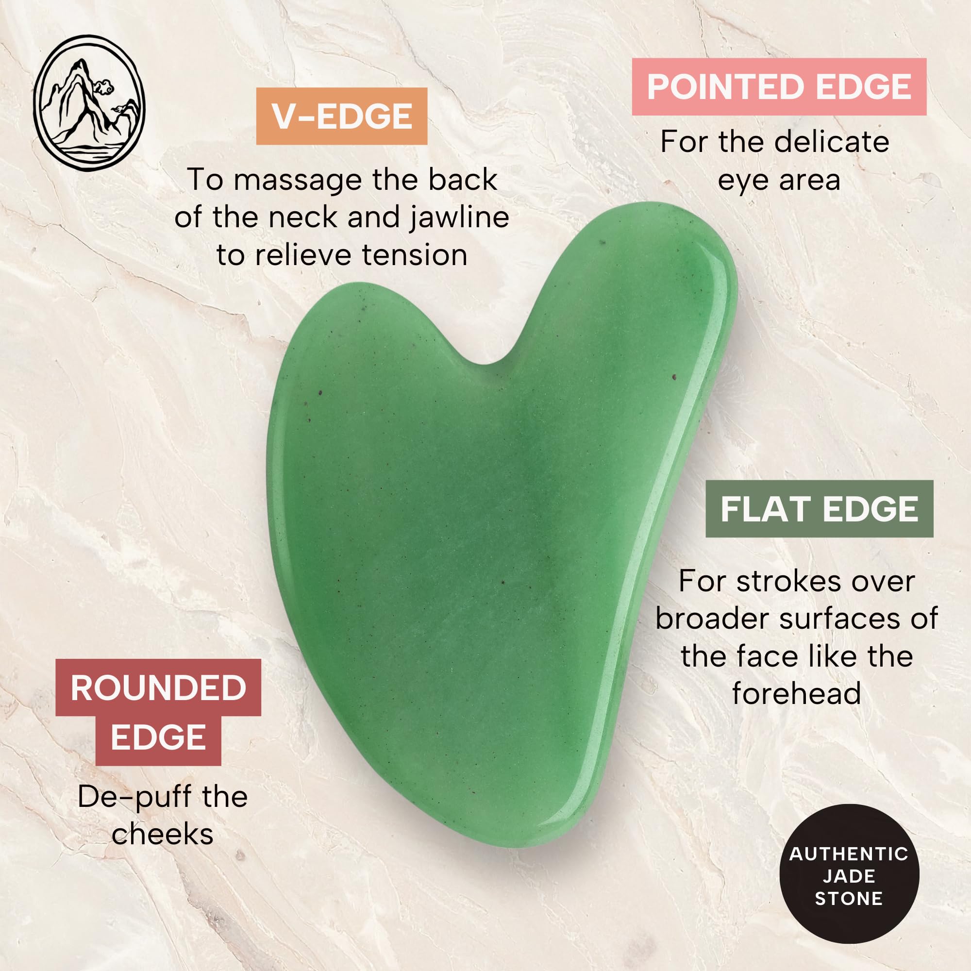 Mount Lai jade gua sha cheeks sculpting for defined contours and lymphatic support.
