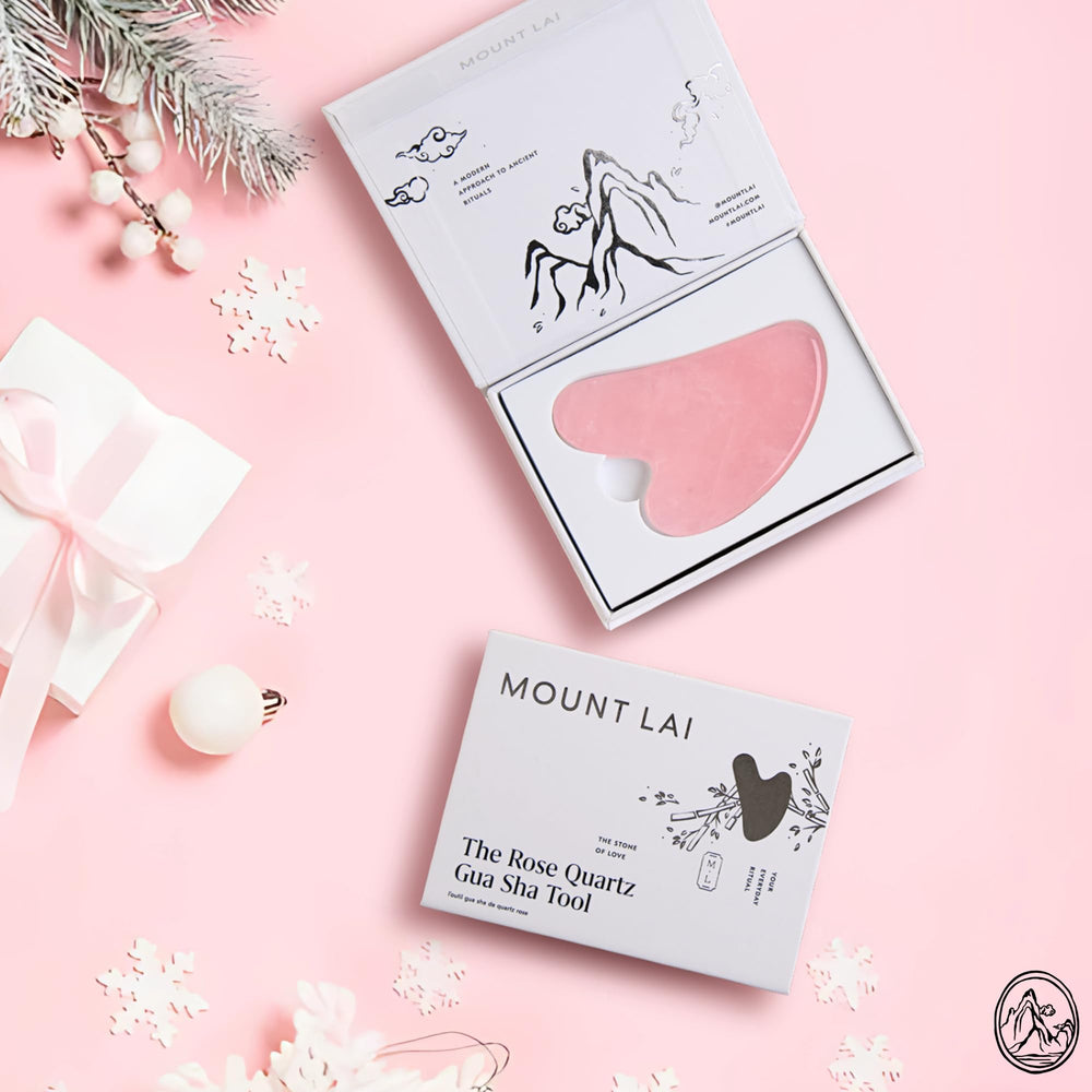 Mount Lai rose quartz gua sha cheek focus for smoothing facial tension and natural radiance