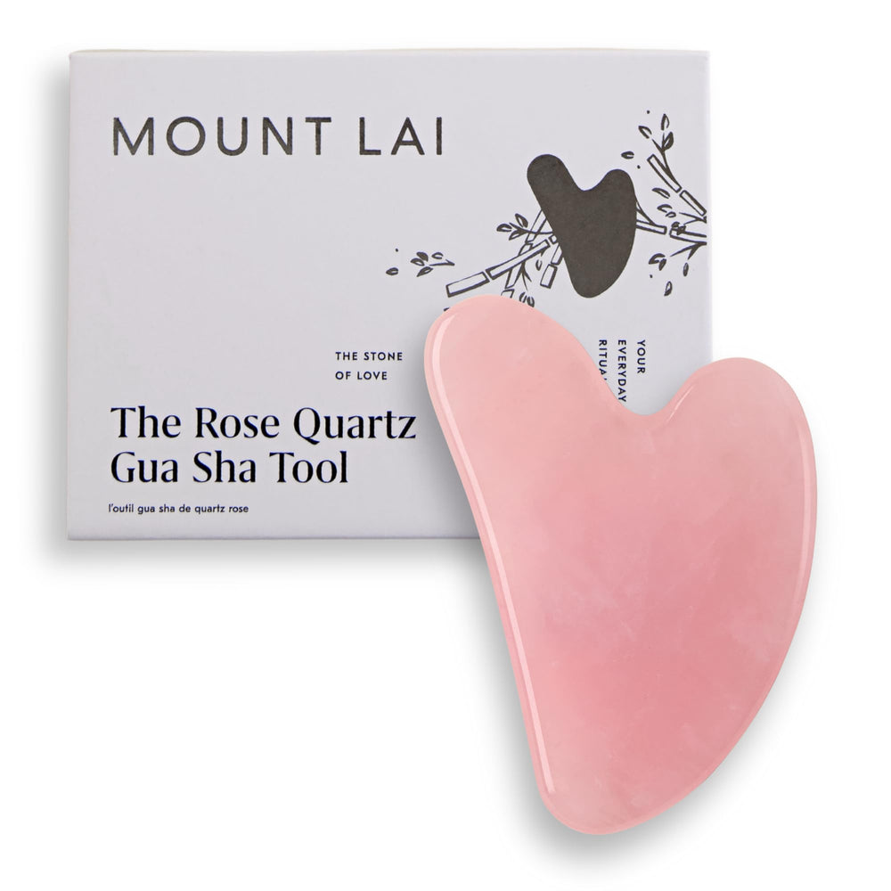 Mount Lai rose quartz gua sha forehead focus for gentle lymphatic drainage and contour support
