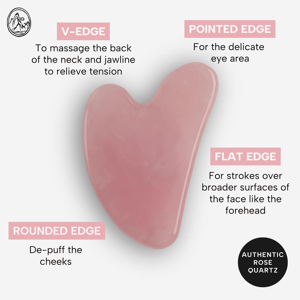 Mount Lai rose quartz gua sha under-eye focus to reduce puffiness and brighten subtly