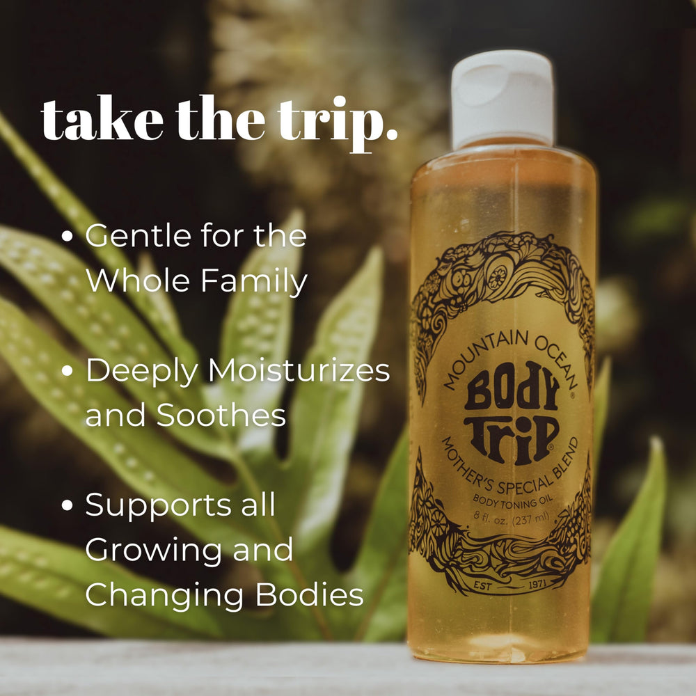 Mountain Ocean Body Trip Coconut Oil ingredient offers lightweight hydration and a gentle feel.