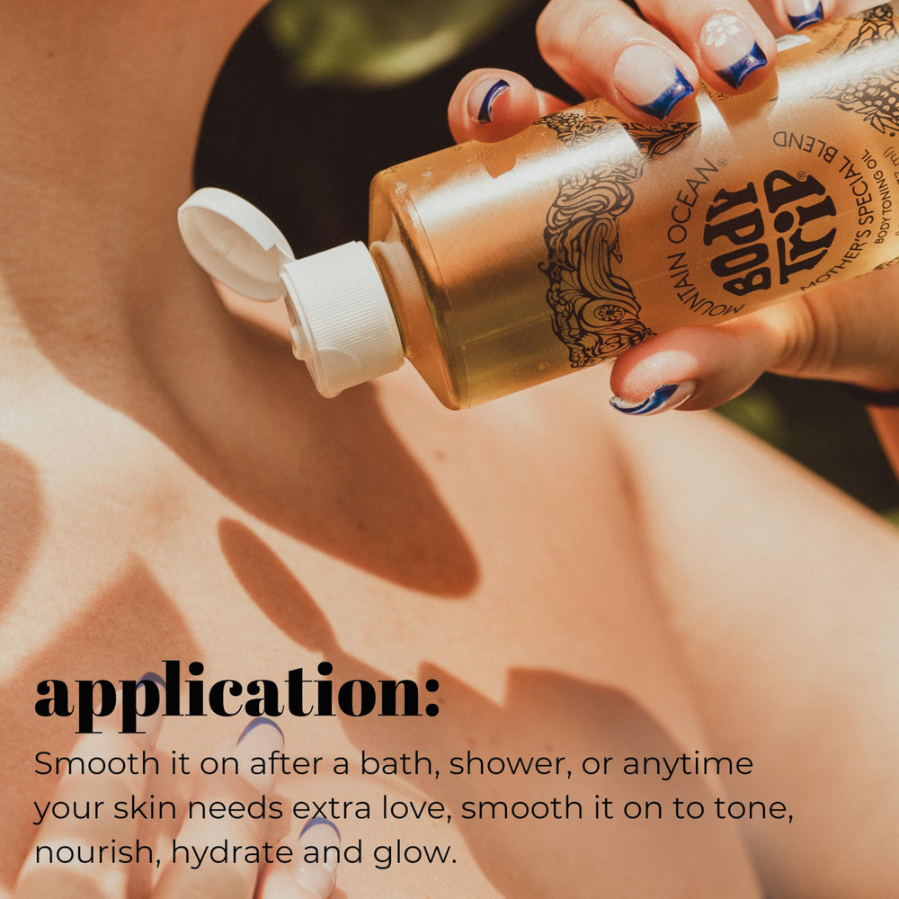 Mountain Ocean Body Trip Vitamin E ingredient supports antioxidant skin protection.