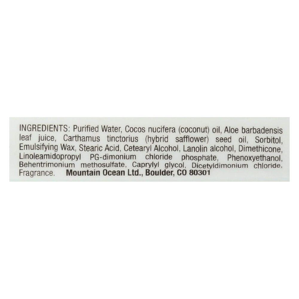 Mountain Ocean Coconut Skin Trip Moisturizer label highlights coconut oil and aloe for nourishment