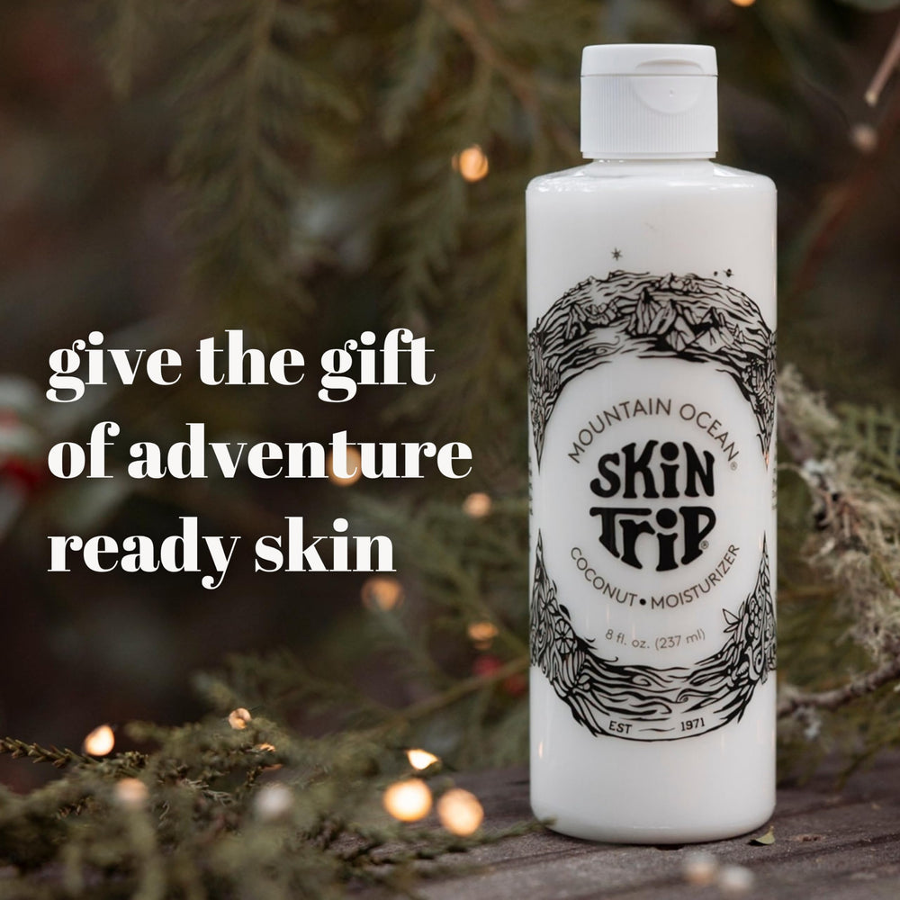 Mountain Ocean Skin Trip Coconut Lotion texture close-up shows ultra-light non-greasy finish.