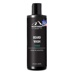 Mountaineer Brand Beard Wash bottle with timber scent for refreshed beard.
