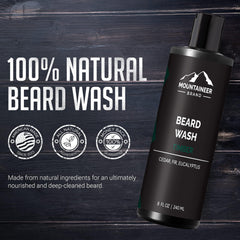 Mountaineer Brand Beard Wash lather close-up showing rich cleansing foam.