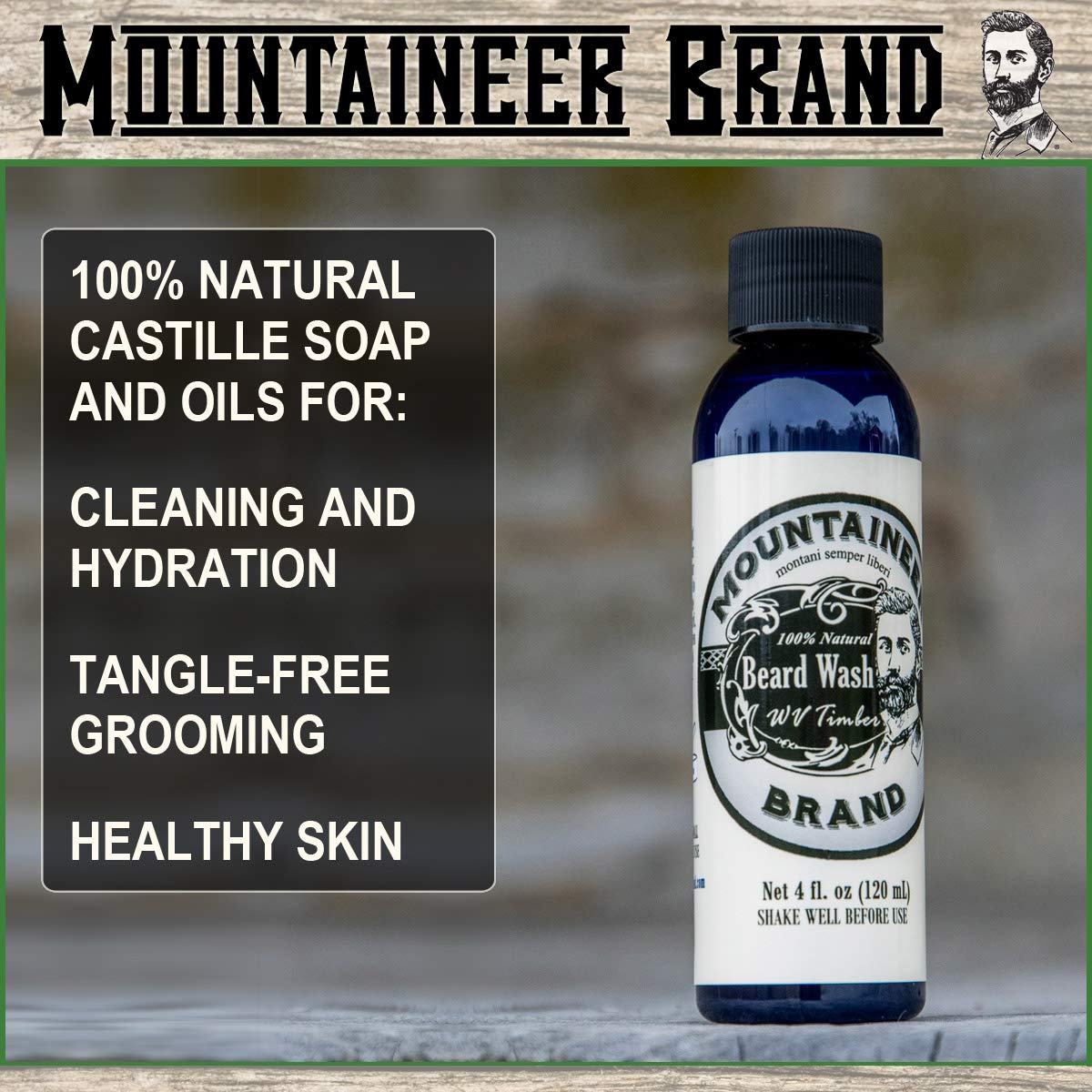 Mountaineer Brand beard wash rich lather demonstrating easy detangling and softening