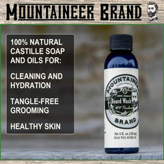 Mountaineer Brand beard wash rich lather demonstrating easy detangling and softening