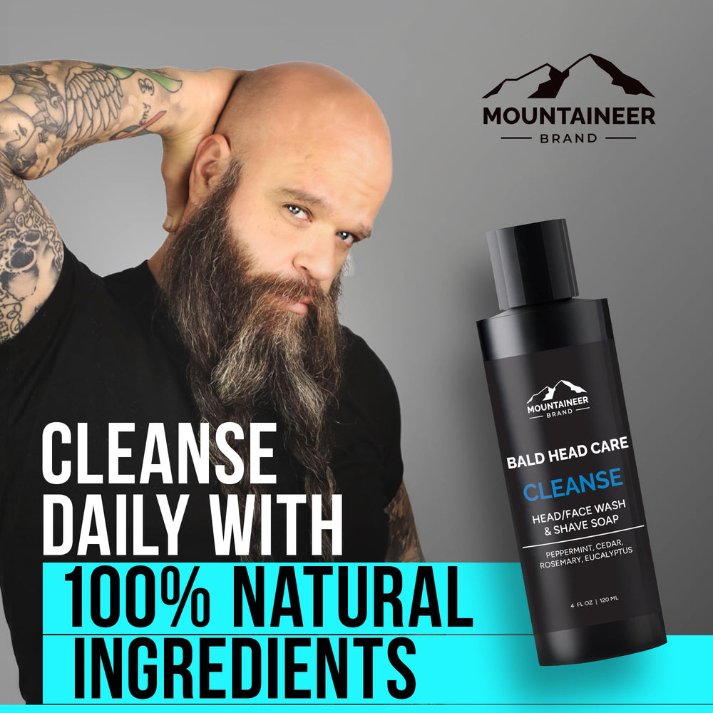 Mountaineer Brand Natural Cleanser Foam shows rich lather for gentle head and face wash.