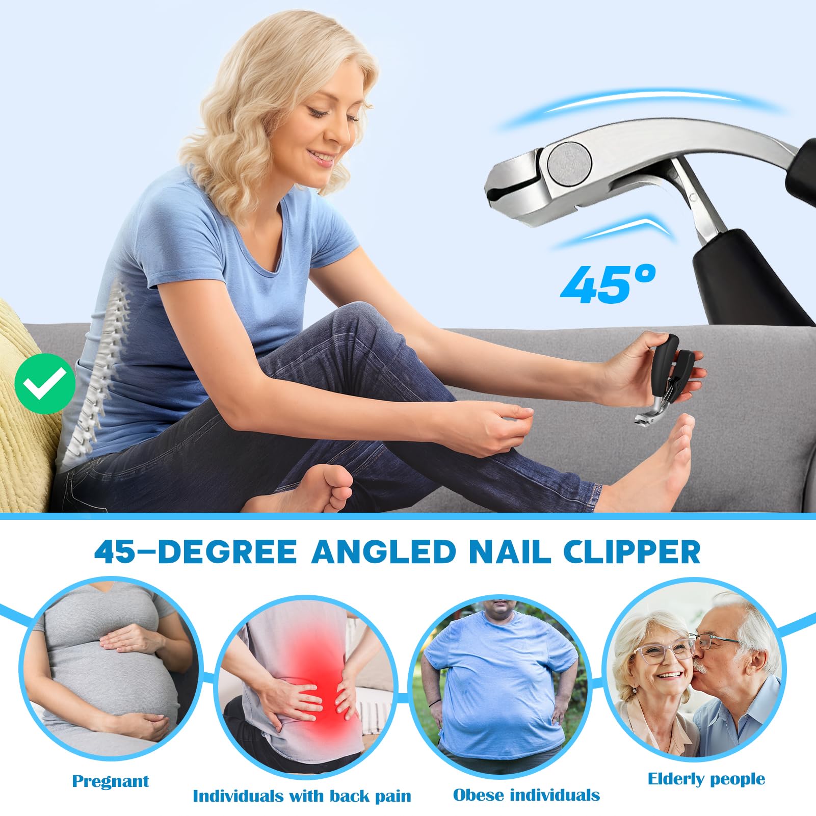 MPKDZNE heavy-duty toenail clippers curved head for ingrown nails and smooth edges