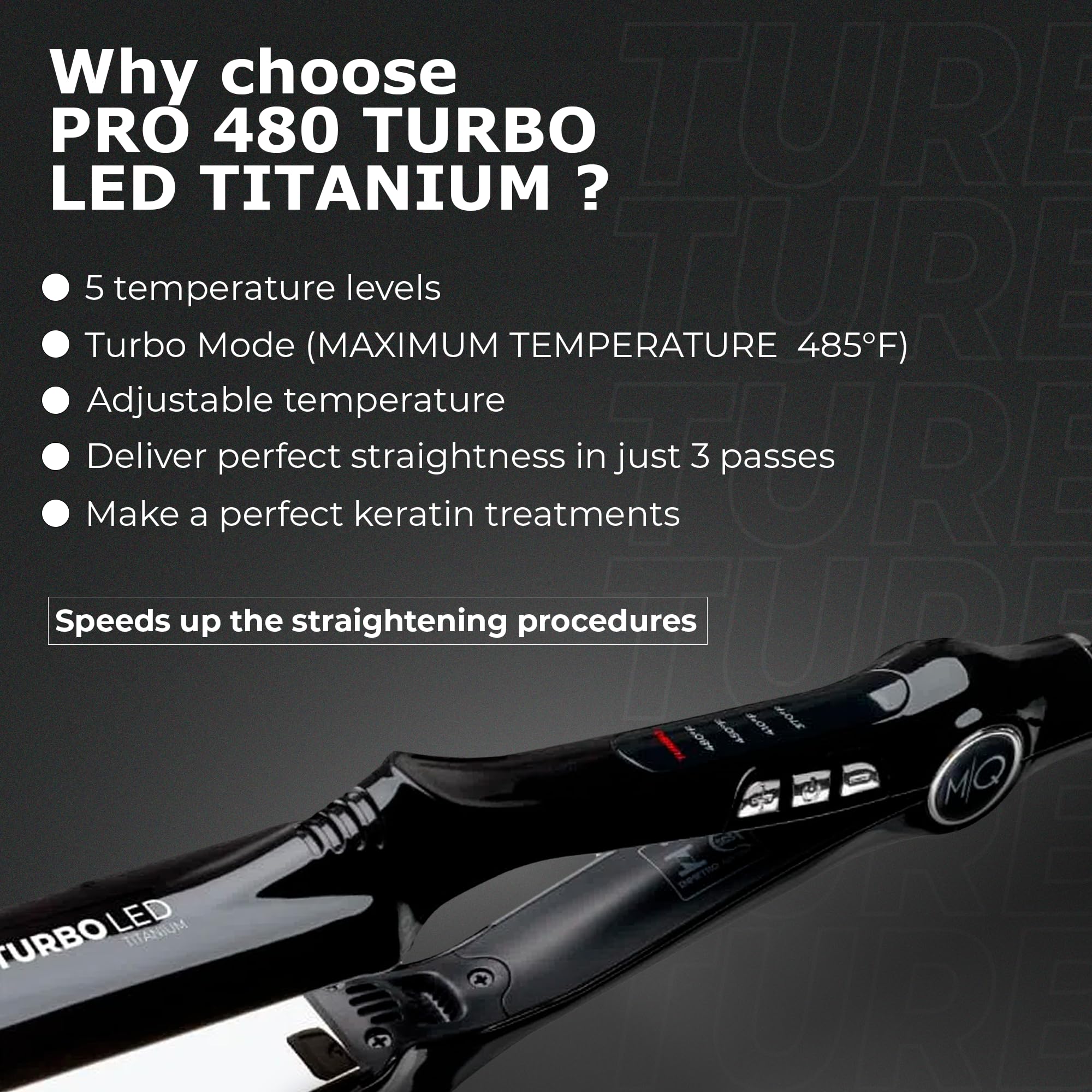 MQ Hair anatomic design side view for ergonomic styling.