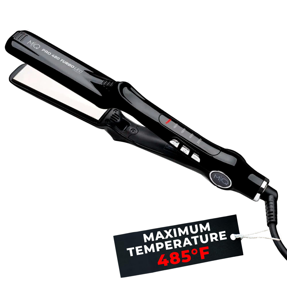 MQ Hair titanium plates close-up for ultra-smooth straightening.