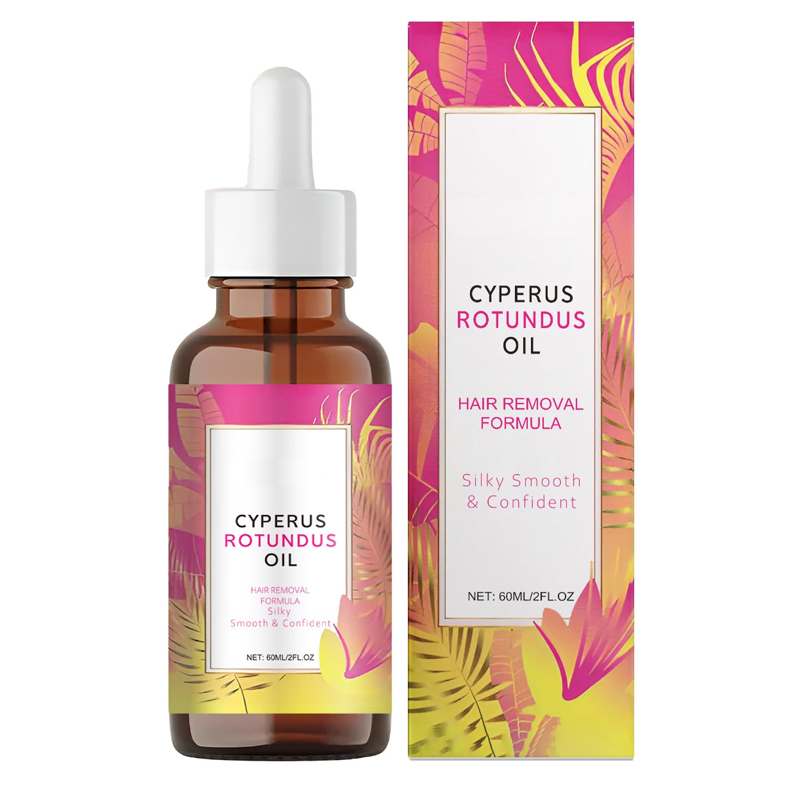 MQN natural hair removal oil bottle pour for easy application and smoother skin.