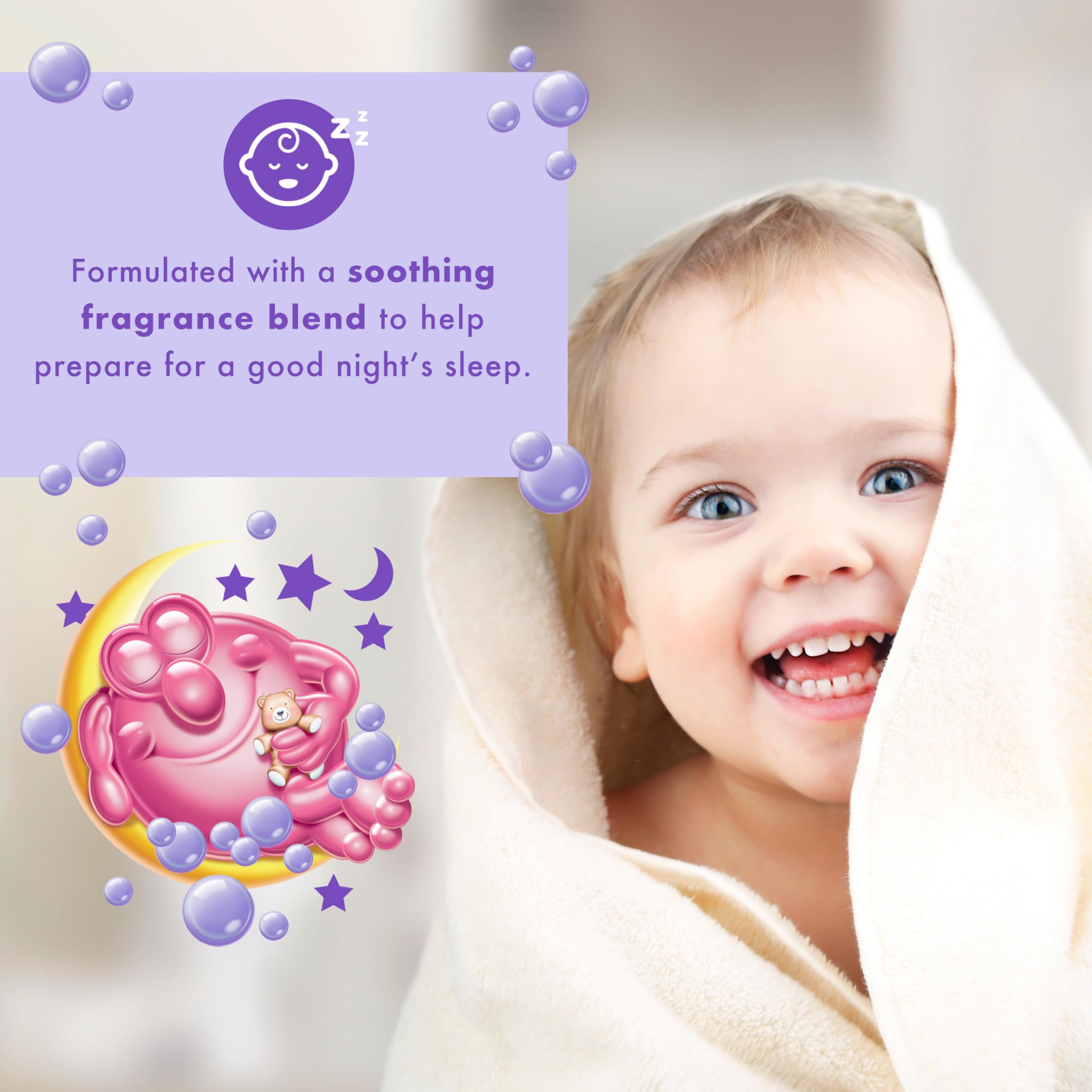 Mr. Bubble Calm and Sleep 3in1 lavender-eucalyptus-chamomile fragrance closeup