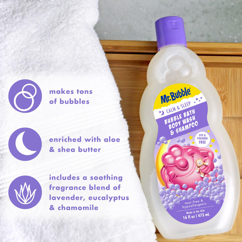 Mr. Bubble Calm and Sleep 3in1 tear-free formula closeup