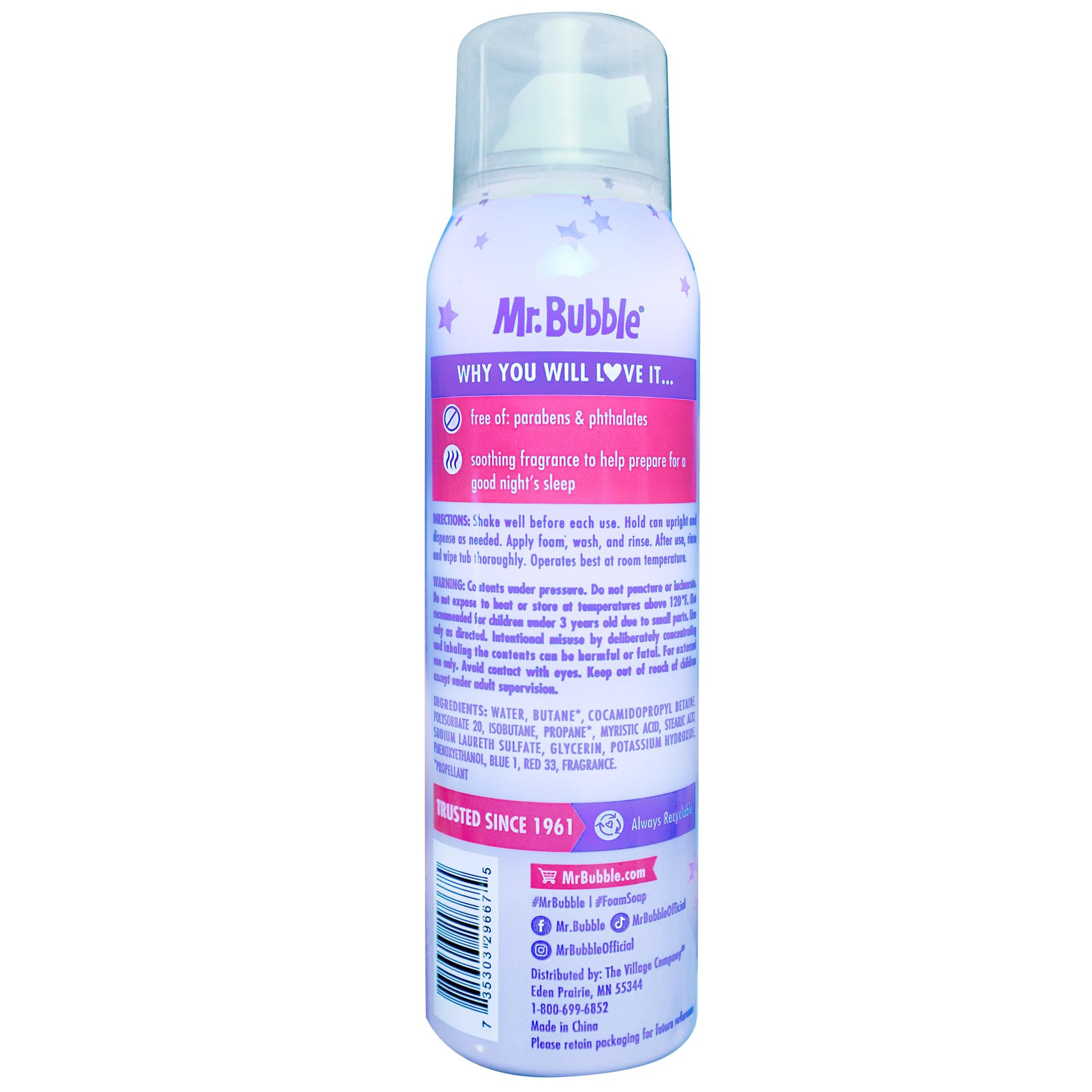 Mr. Bubble Calm & Sleep purple foam supports sensory play and wind-down