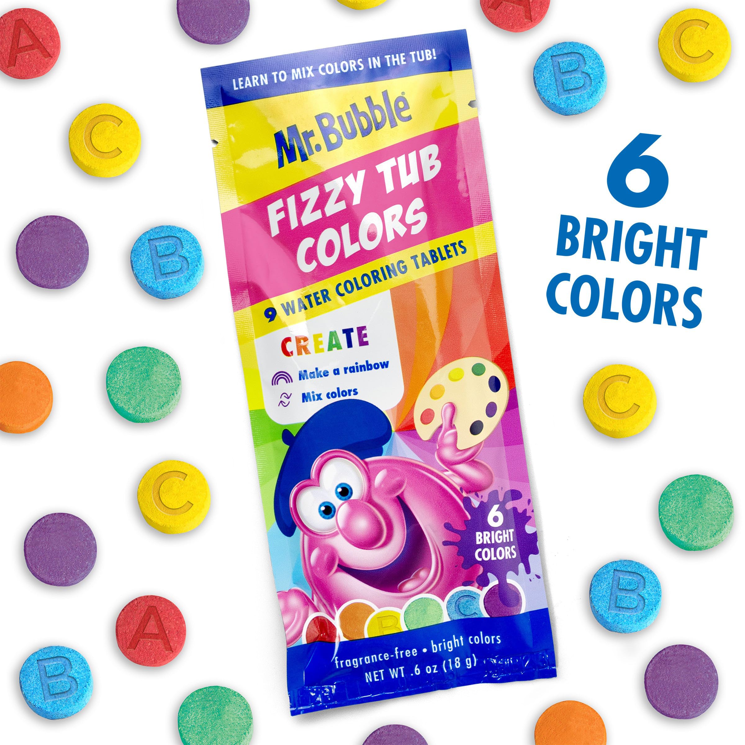 Mr. Bubble orange tablet adds warm color to tub-time fun.