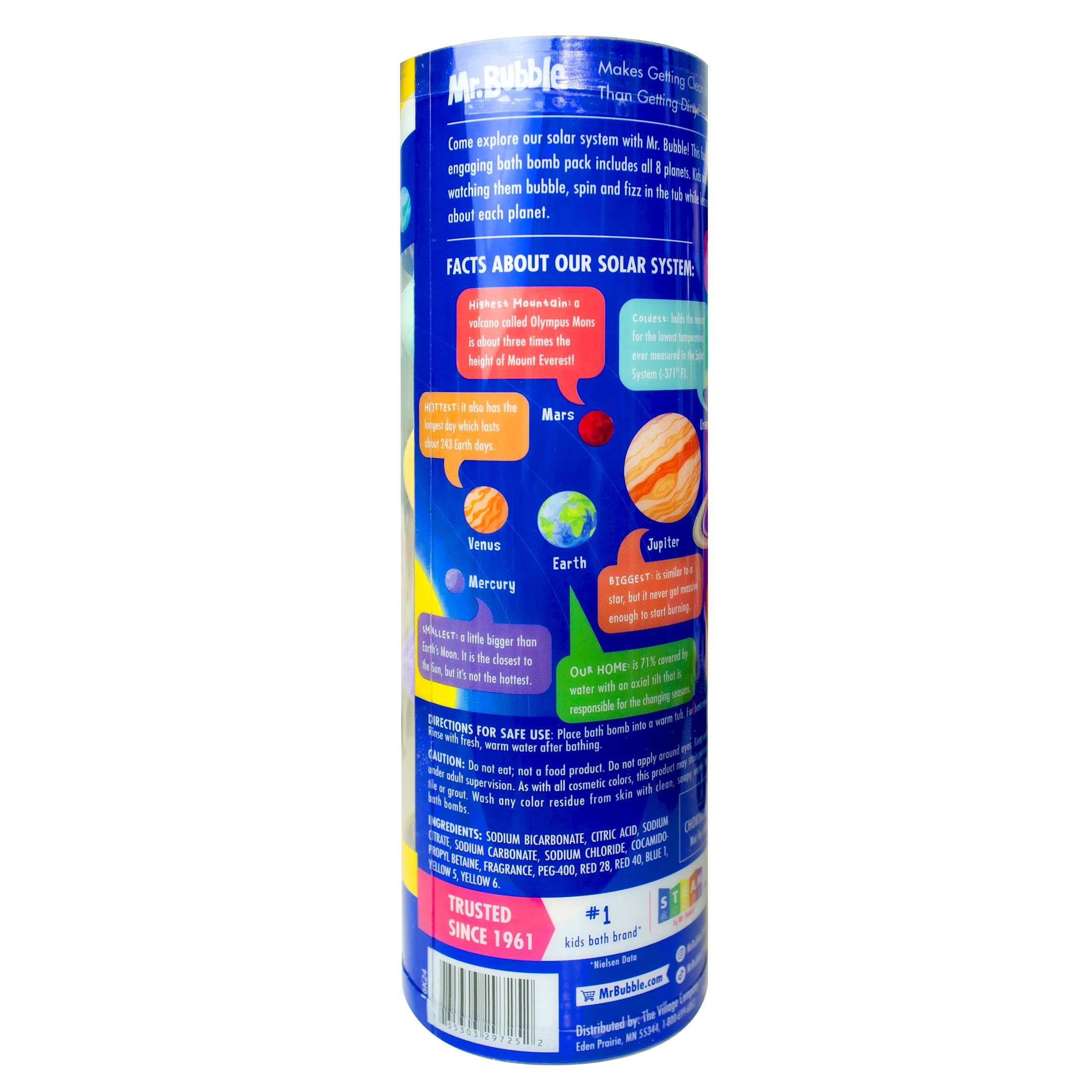 Mr. Bubble Galaxy Bath Bomb Neptune unleashes deep blue swirls and long-lasting bubbles.