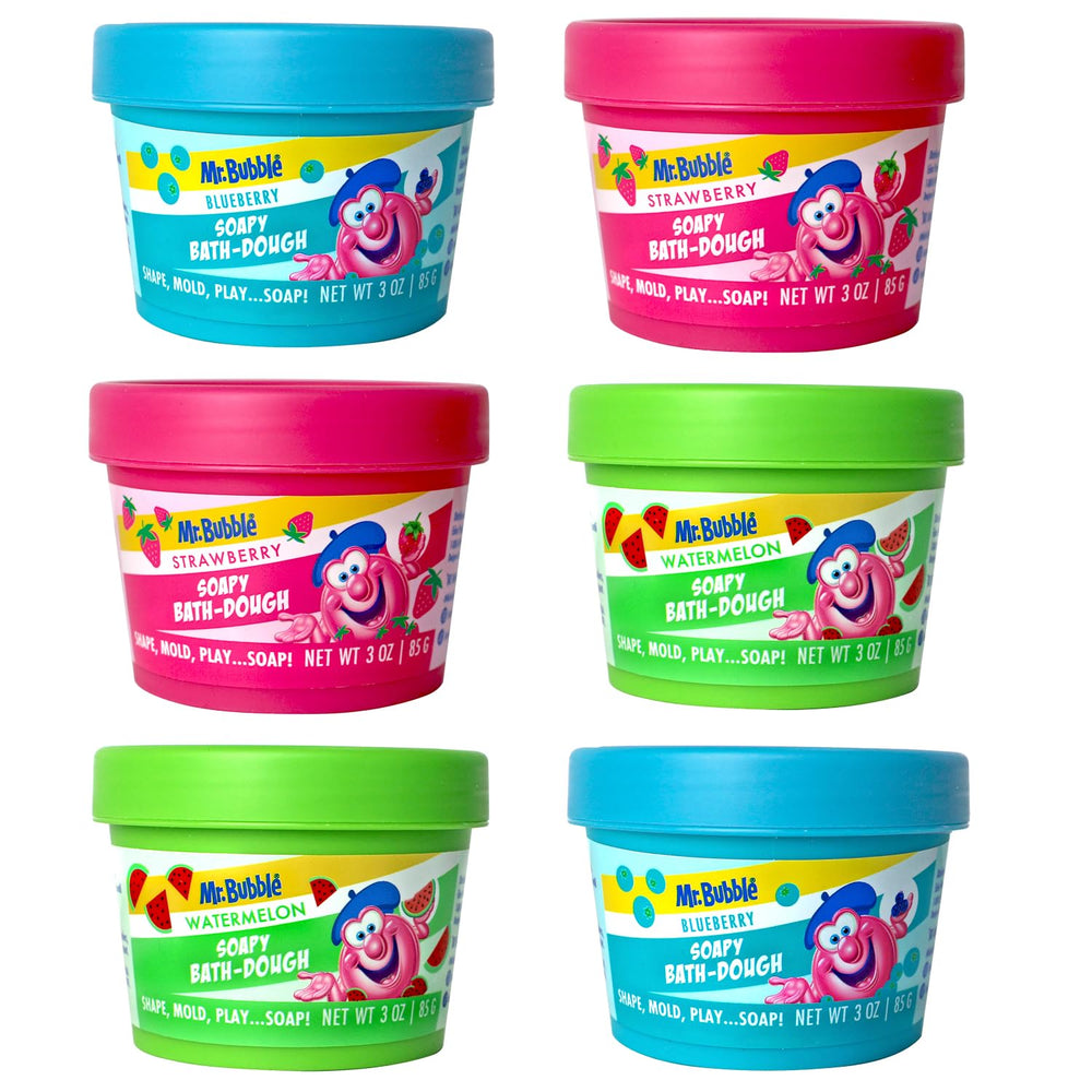 Mr. Bubble Soapy Bath Dough pack of six colors for creative bath time.